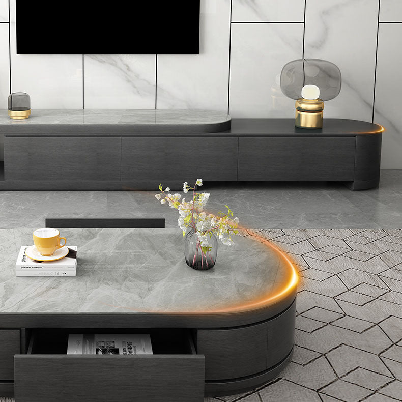 Open Storage Media Console Stone TV Media Stand for Living Room Clearhalo 'furn' 'furn_tv_stands_entertainment_centers' 'Furniture' 'Living Room Furniture' 'TV Stands & Entertainment Centers' 'TV Stands & Media Storage Furniture' 'tv_stands_entertainment_centers' 7046600