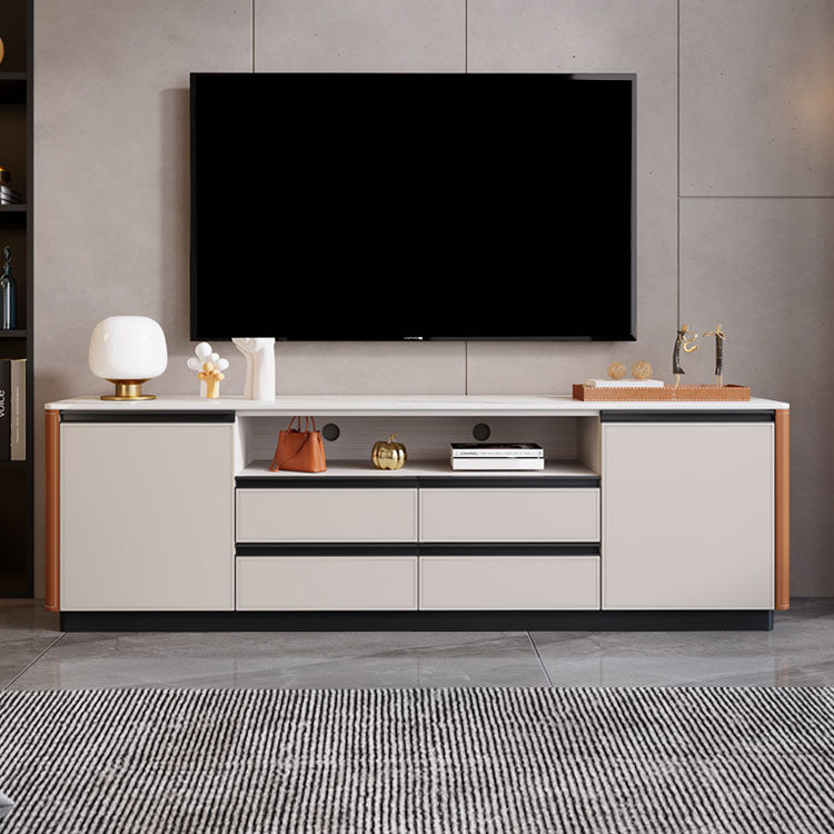 Stone Media Console Contemporary TV Media Stand with 4 Drawers 87"L x 14"W x 24"H Clearhalo 'furn' 'furn_tv_stands_entertainment_centers' 'Furniture' 'Living Room Furniture' 'TV Stands & Entertainment Centers' 'TV Stands & Media Storage Furniture' 'tv_stands_entertainment_centers' 7046606