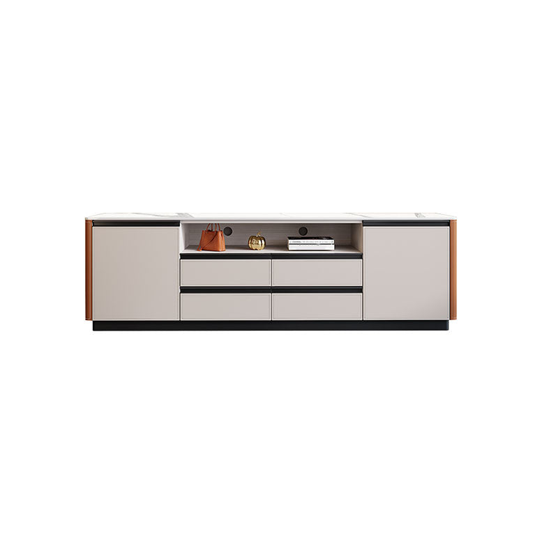 Stone Media Console Contemporary TV Media Stand with 4 Drawers 63"L x 14"W x 24"H Clearhalo 'furn' 'furn_tv_stands_entertainment_centers' 'Furniture' 'Living Room Furniture' 'TV Stands & Entertainment Centers' 'TV Stands & Media Storage Furniture' 'tv_stands_entertainment_centers' 7046607