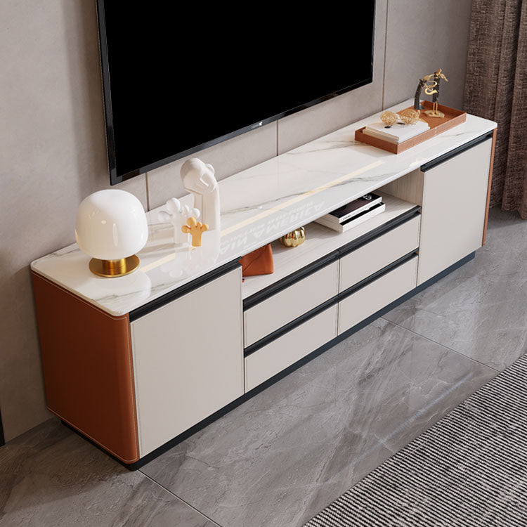 Stone Media Console Contemporary TV Media Stand with 4 Drawers 79"L x 14"W x 24"H Clearhalo 'furn' 'furn_tv_stands_entertainment_centers' 'Furniture' 'Living Room Furniture' 'TV Stands & Entertainment Centers' 'TV Stands & Media Storage Furniture' 'tv_stands_entertainment_centers' 7046609