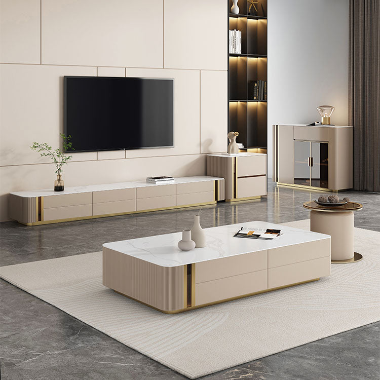Contemporary Media Console Stone TV Media Stand with 4 Drawers Clearhalo 'furn' 'furn_tv_stands_entertainment_centers' 'Furniture' 'Living Room Furniture' 'TV Stands & Entertainment Centers' 'TV Stands & Media Storage Furniture' 'tv_stands_entertainment_centers' 7046637
