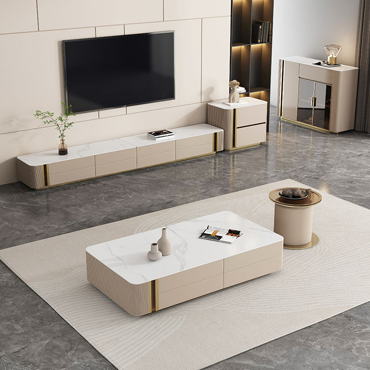 Contemporary Media Console Stone TV Media Stand with 4 Drawers Clearhalo 'furn' 'furn_tv_stands_entertainment_centers' 'Furniture' 'Living Room Furniture' 'TV Stands & Entertainment Centers' 'TV Stands & Media Storage Furniture' 'tv_stands_entertainment_centers' 7046641