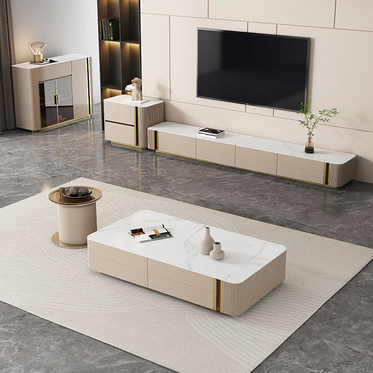Contemporary Media Console Stone TV Media Stand with 4 Drawers Clearhalo 'furn' 'furn_tv_stands_entertainment_centers' 'Furniture' 'Living Room Furniture' 'TV Stands & Entertainment Centers' 'TV Stands & Media Storage Furniture' 'tv_stands_entertainment_centers' 7046642