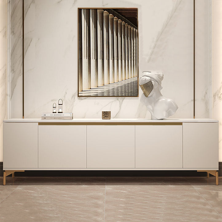 Contemporary TV Media Stand Stone TV Media Console for Living Room 87"L x 16"W x 24"H White Clearhalo 'furn' 'furn_tv_stands_entertainment_centers' 'Furniture' 'Living Room Furniture' 'TV Stands & Entertainment Centers' 'TV Stands & Media Storage Furniture' 'tv_stands_entertainment_centers' 7046672
