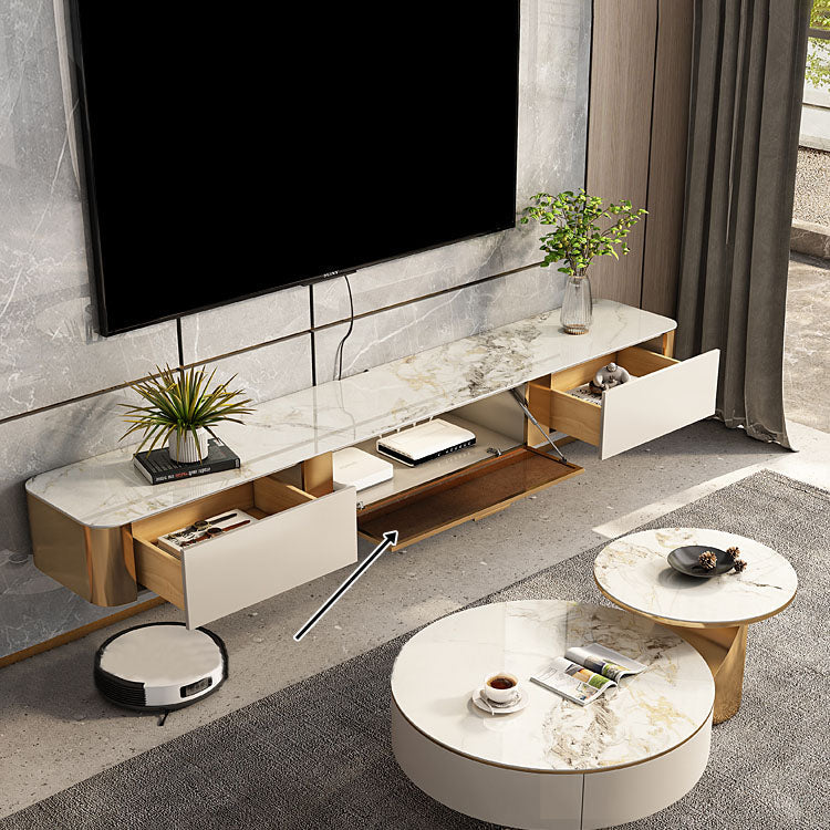 Wall Mounted TV Console Contemporary White Stone Media Console Clearhalo 'furn' 'furn_tv_stands_entertainment_centers' 'Furniture' 'Living Room Furniture' 'TV Stands & Entertainment Centers' 'TV Stands & Media Storage Furniture' 'tv_stands_entertainment_centers' 7046685