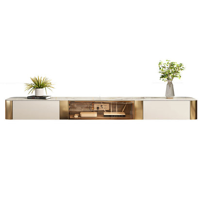 Wall Mounted TV Console Contemporary White Stone Media Console Gold Clearhalo 'furn' 'furn_tv_stands_entertainment_centers' 'Furniture' 'Living Room Furniture' 'TV Stands & Entertainment Centers' 'TV Stands & Media Storage Furniture' 'tv_stands_entertainment_centers' 7046686