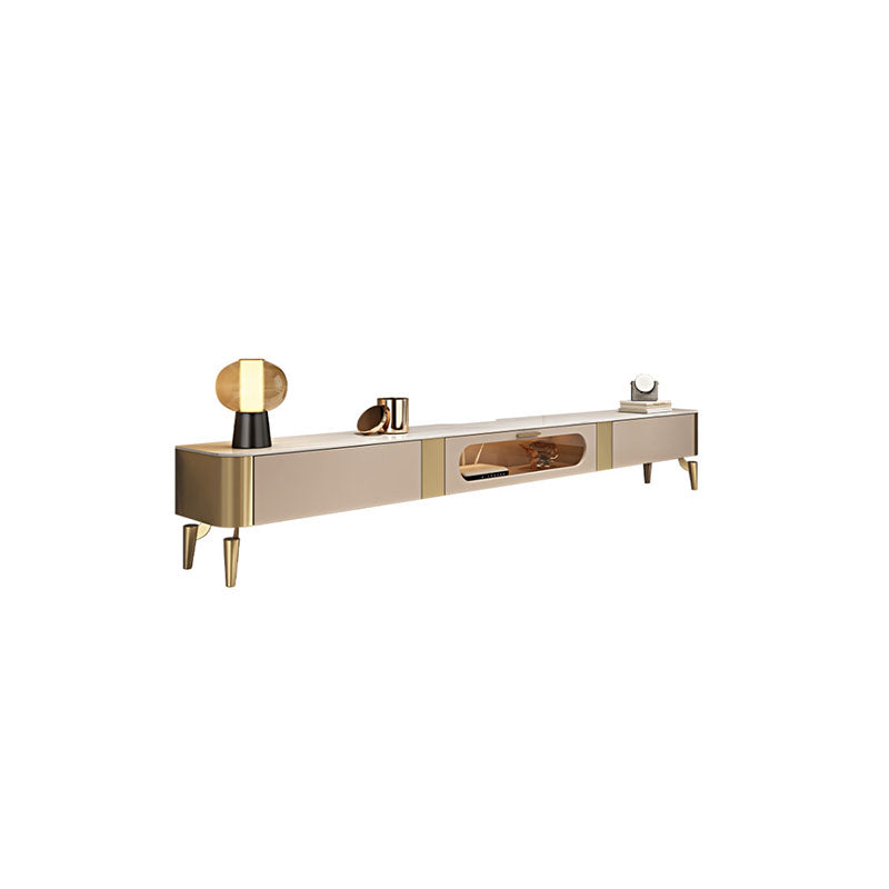Wall Mounted TV Console Contemporary White Stone Media Console White-Gold Clearhalo 'furn' 'furn_tv_stands_entertainment_centers' 'Furniture' 'Living Room Furniture' 'TV Stands & Entertainment Centers' 'TV Stands & Media Storage Furniture' 'tv_stands_entertainment_centers' 7046689