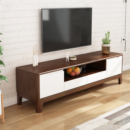 Rubber Wood Media Console Modern 2 Doors TV Console with Splayed Wooden Legs Walnut White Clearhalo 'furn' 'furn_tv_stands_entertainment_centers' 'Furniture' 'Living Room Furniture' 'TV Stands & Entertainment Centers' 'TV Stands & Media Storage Furniture' 'tv_stands_entertainment_centers' 7046705