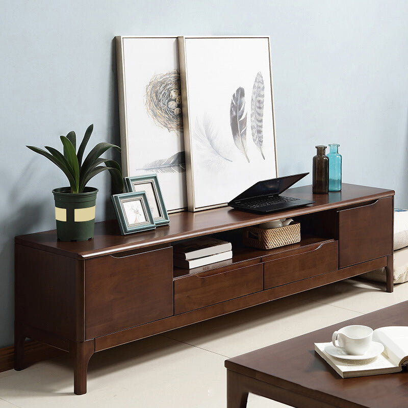 Rubber Wood Media Console Modern 2 Doors TV Console with Splayed Wooden Legs Nut-Brown Clearhalo 'furn' 'furn_tv_stands_entertainment_centers' 'Furniture' 'Living Room Furniture' 'TV Stands & Entertainment Centers' 'TV Stands & Media Storage Furniture' 'tv_stands_entertainment_centers' 7046709
