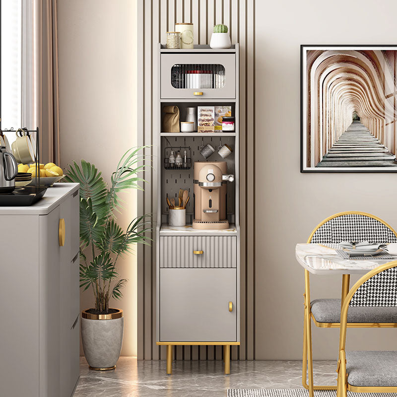 Ultra moderne Faux Wood Dining Dining Hutch Glass Doors Cabinet de rangement pour salle à manger