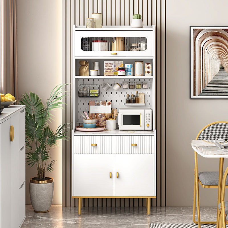 Ultra moderne Faux Wood Dining Dining Hutch Glass Doors Cabinet de rangement pour salle à manger