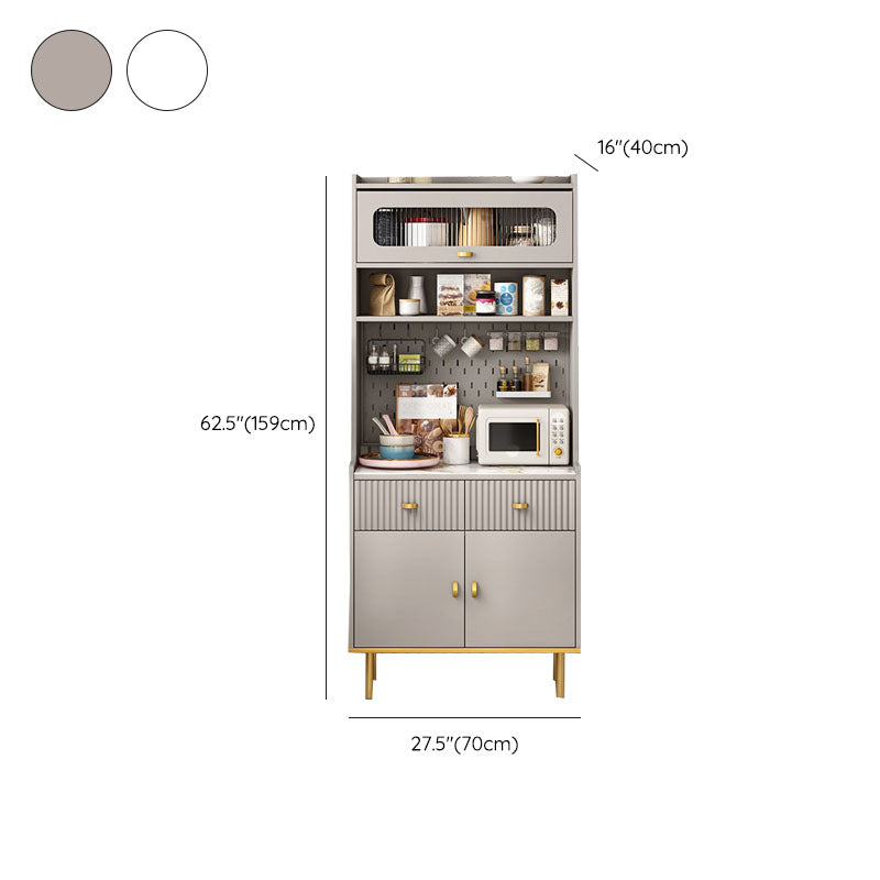 Ultra moderne Faux Wood Dining Dining Hutch Glass Doors Cabinet de rangement pour salle à manger