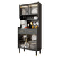 Ultra Modern Wood Dining Hutch Glass Doors Storage Cabinet for Dining Room 39"L x 16"W x 71"H Black Clearhalo 'Display & China Cabinets' 'display_china_cabinets' 'furn' 'furn_display_china_cabinets' 'Furniture' 'Kitchen & Dining Furniture' 7046761