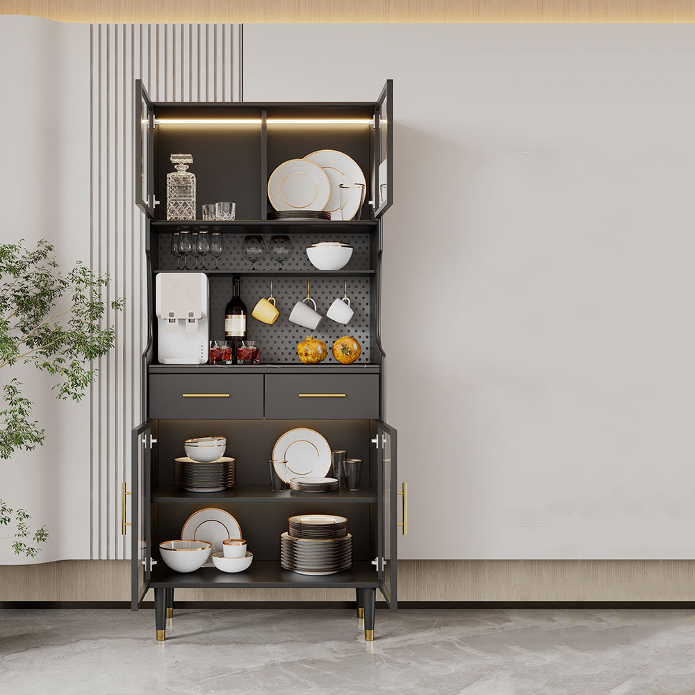 Ultra Modern Wood Dining Hutch Glass Doors Storage Cabinet for Dining Room Clearhalo 'Display & China Cabinets' 'display_china_cabinets' 'furn' 'furn_display_china_cabinets' 'Furniture' 'Kitchen & Dining Furniture' 7046763