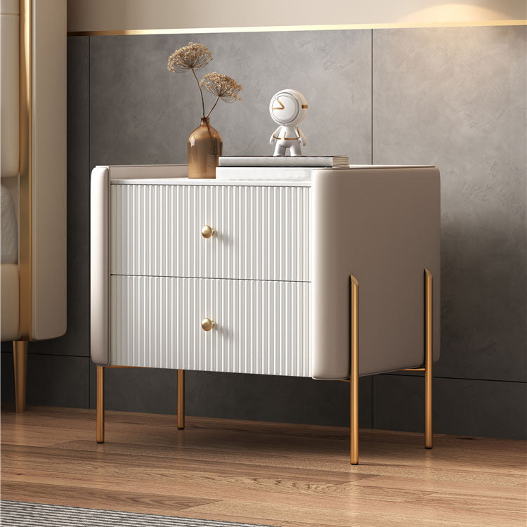 Table de nuit de stockage contemporain Polonais Table table de chevet de table avec 2 tiroirs