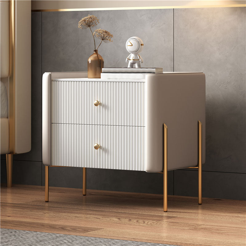 コンテンポラリーストレージナイトテーブルポリッシュフィニッシュアクセントテーブルナイトスタンド2つの引き出し付き