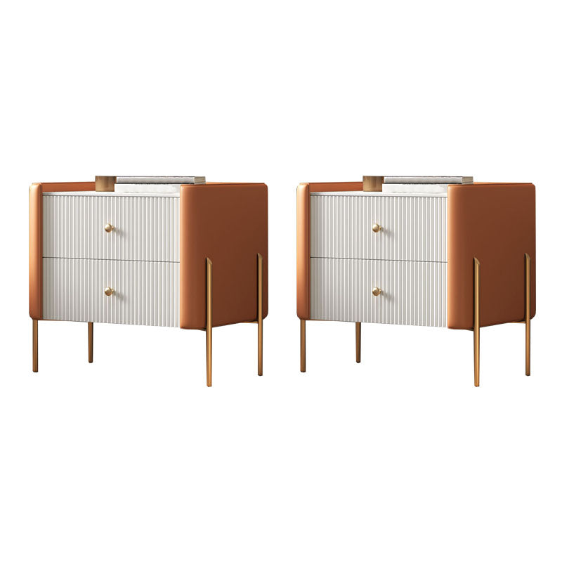 コンテンポラリーストレージナイトテーブルポリッシュフィニッシュアクセントテーブルナイトスタンド2つの引き出し付き