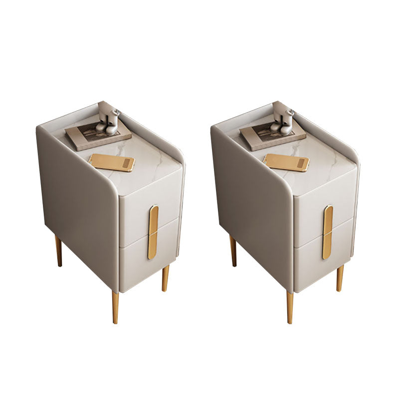 Drawers Included Nightstand Stone Bed Night Table for Bedroom Off-White 2 Piece Set Clearhalo 'Bedroom Furniture' 'furn' 'furn_night_stand' 'Furniture' 'night_stand' 'Nightstands' 7046854