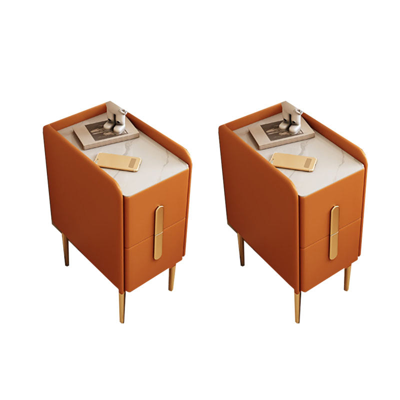 Drawers Included Nightstand Stone Bed Night Table for Bedroom Orange 2 Piece Set Clearhalo 'Bedroom Furniture' 'furn' 'furn_night_stand' 'Furniture' 'night_stand' 'Nightstands' 7046859