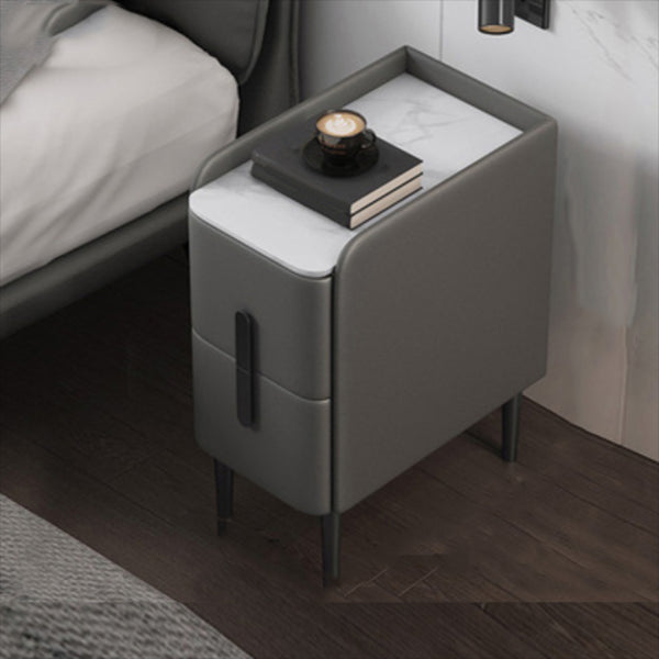 Drawers Included Nightstand Stone Bed Night Table for Bedroom 14"L x 16"W x 20"H Gray Black 1 Piece Clearhalo 'Bedroom Furniture' 'furn' 'furn_night_stand' 'Furniture' 'night_stand' 'Nightstands' 7046870