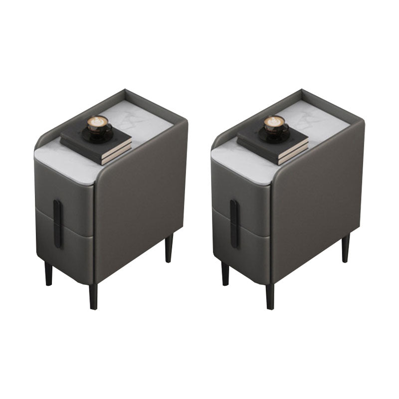 Drawers Included Nightstand Stone Bed Night Table for Bedroom 14"L x 16"W x 20"H Gray Black 2 Piece Set Clearhalo 'Bedroom Furniture' 'furn' 'furn_night_stand' 'Furniture' 'night_stand' 'Nightstands' 7046871