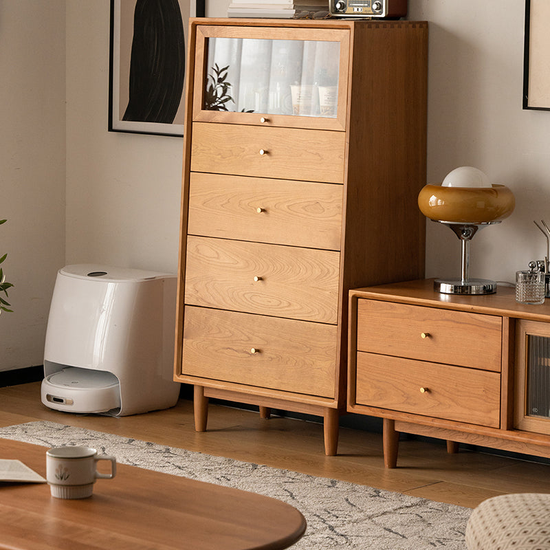 Cómoda combinada vertical contemporánea, cómoda de almacenamiento de madera maciza para el hogar