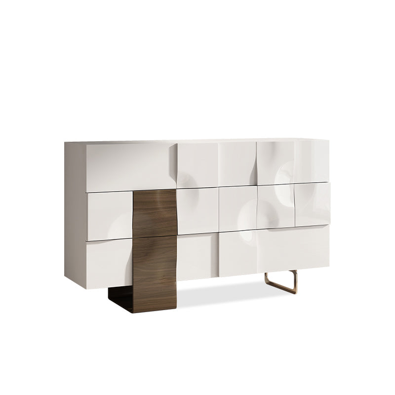 Commode double horizontale contemporaine, commode de rangement blanche/grise pour la maison