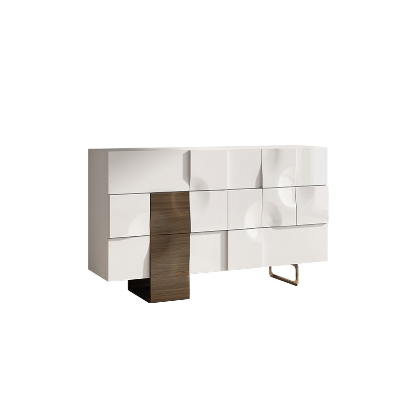 Commode double horizontale contemporaine, commode de rangement blanche/grise pour la maison
