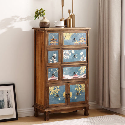 Nautical Combo Dresser Solid Wood Storage Chest Dresser for Bedroom 23.5"L x 12"W x 40"H Brown