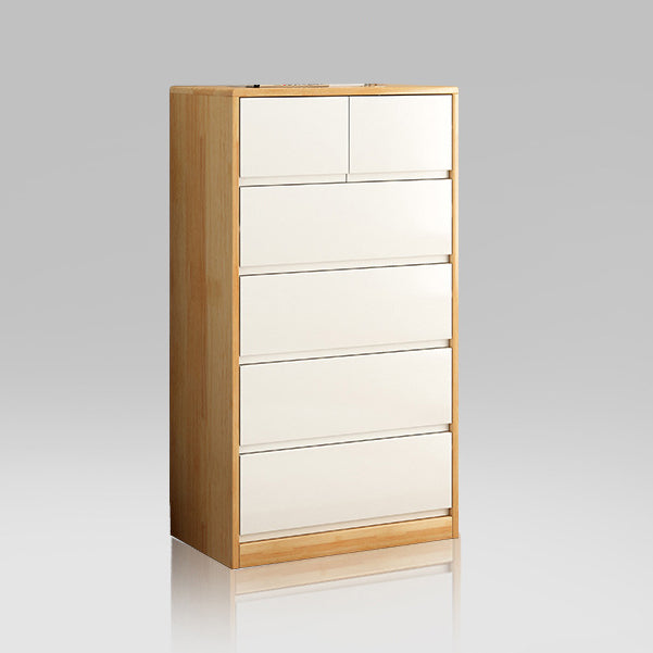 Ultra Modern Lingerie Chest Rubber Wood Storage Chest Dresser for Bedroom 24"L x 14"W x 42"H Natural Wood White Clearhalo 'Bedroom Furniture' 'Dressers & Chests' 'dressers_chests' 'furn' 'furn_dressers_chests' 'Furniture' 7047151