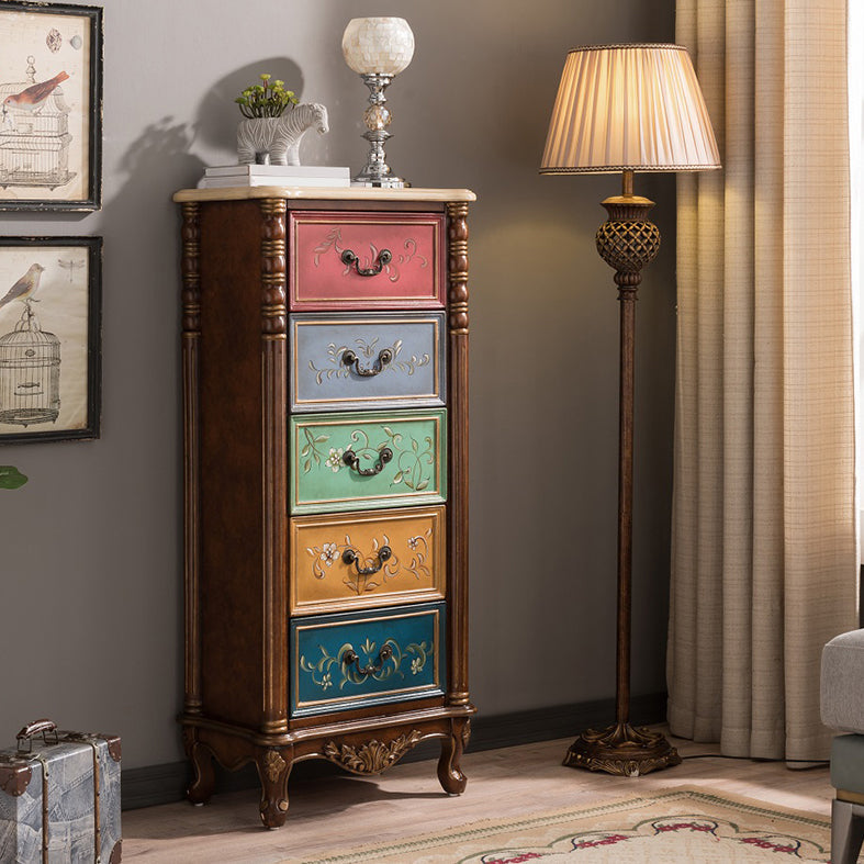 Traditional Storage Chest Solid Wood Dresser with 3/4/5 Drawers , 13.65 Inch Width 28"L x 14"W x 55"H Brown Clearhalo 'Bedroom Furniture' 'Dressers & Chests' 'dressers_chests' 'furn' 'furn_dressers_chests' 'Furniture' 7047188