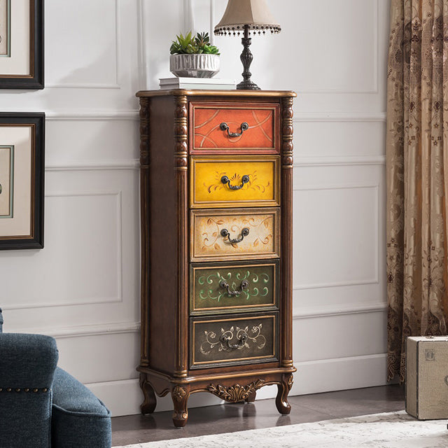 Traditional Storage Chest Solid Wood Dresser with 3/4/5 Drawers , 13.65 Inch Width 28"L x 14"W x 55"H Walnut Clearhalo 'Bedroom Furniture' 'Dressers & Chests' 'dressers_chests' 'furn' 'furn_dressers_chests' 'Furniture' 7047204
