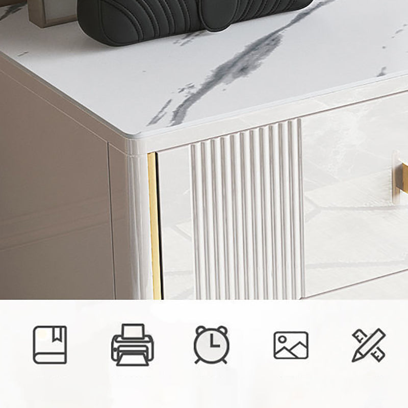 Cómoda doble clásica Glam, cómoda de almacenamiento horizontal de piedra con cajones para dormitorio