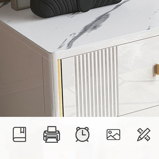 Classic Glam Double Dresser Stone Horizontal Storage Chest with Drawers for Bedroom