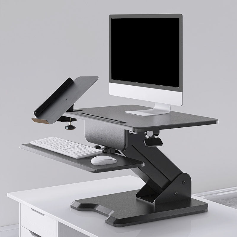 Rectangular Shaped Reversible Laptop Table Wood Writing Desk in White/Black Black Bookcases Clearhalo 'furn' 'furn_office_desk' 'Furniture' 'Office Desks' 'Office Furniture' 'office_desk' 7047272