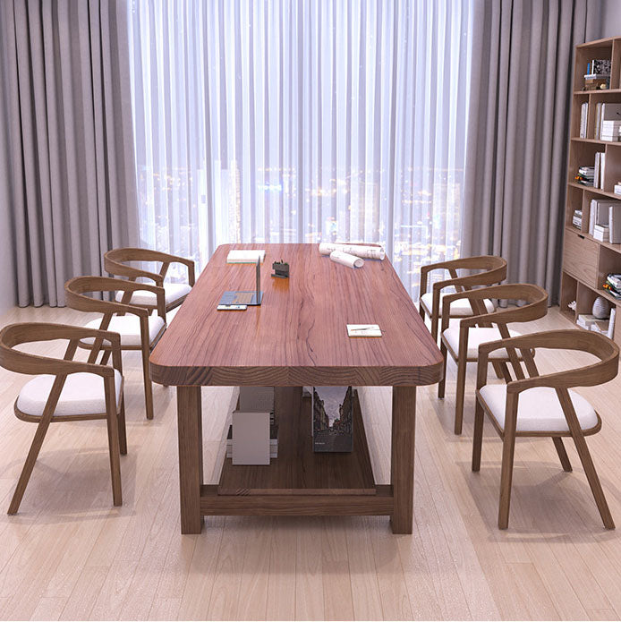 Bureau d'écriture en bois massif contemporain 1 bureau de bureau rectangle avec base H-base