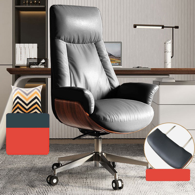 Silla de oficina moderna de la oficina deslizante de cuero sin brazo de cuero ajustable altura de altura con ruedas