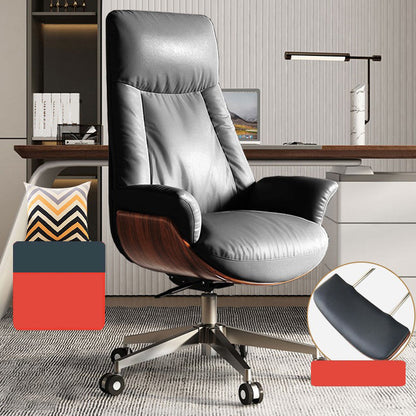 Silla de oficina moderna de la oficina deslizante de cuero sin brazo de cuero ajustable altura de altura con ruedas