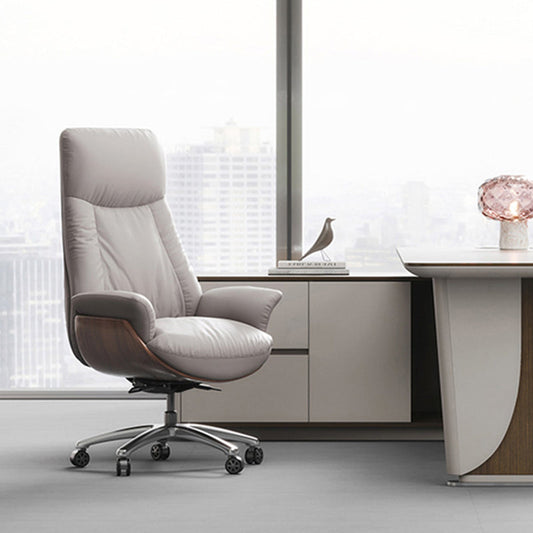 Silla de oficina moderna de la oficina deslizante de cuero sin brazo de cuero ajustable altura de altura con ruedas