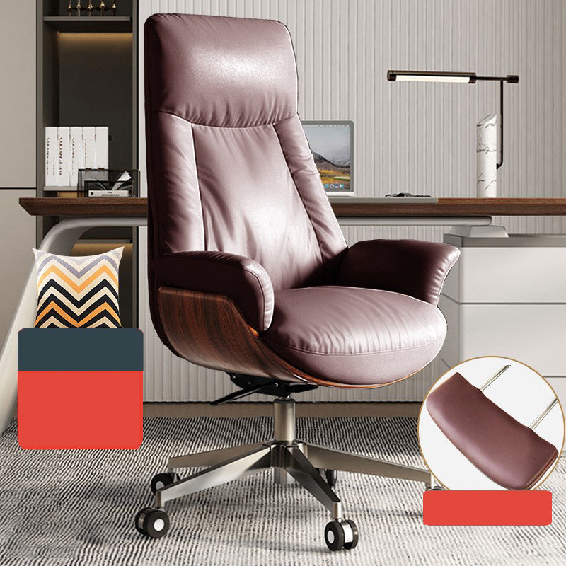 Silla de oficina moderna de la oficina deslizante de cuero sin brazo de cuero ajustable altura de altura con ruedas