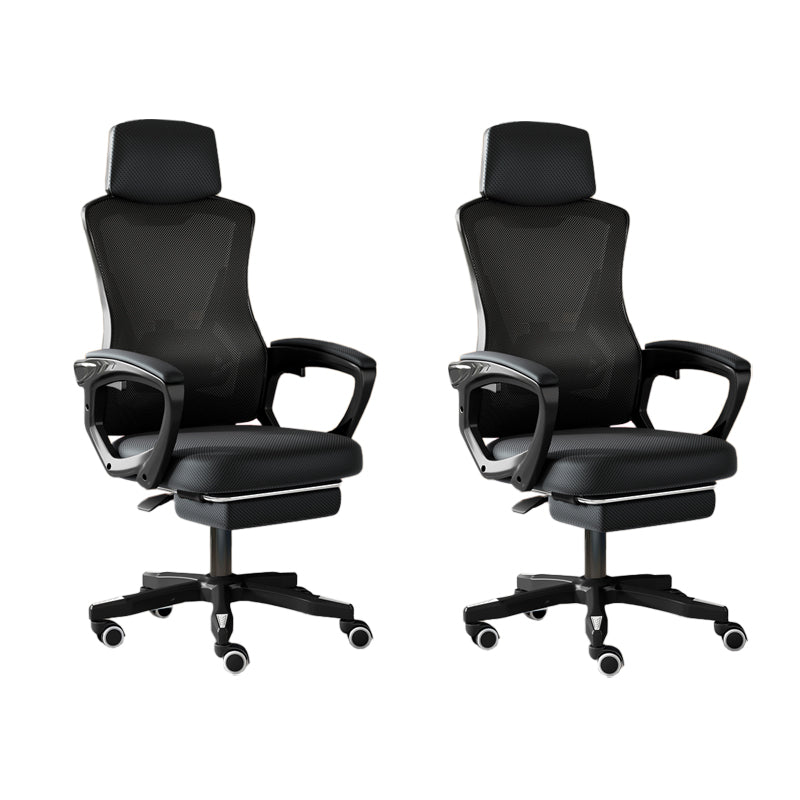 Modern Slide Office Chair Adjustable Seat Height Chair with Breathable Back Black 2 Piece Set Clearhalo 'furn' 'furn_office_chair' 'Furniture' 'Office Chairs' 'Office Furniture' 'office_chair' 7047487