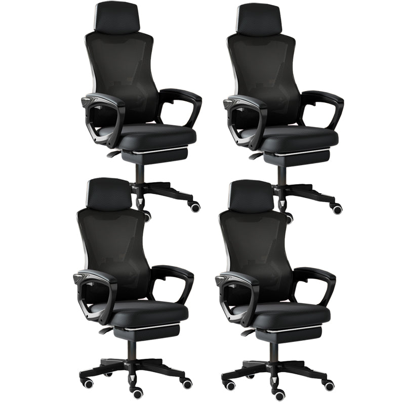 Modern Slide Office Chair Adjustable Seat Height Chair with Breathable Back Black 4 Piece Set Clearhalo 'furn' 'furn_office_chair' 'Furniture' 'Office Chairs' 'Office Furniture' 'office_chair' 7047489