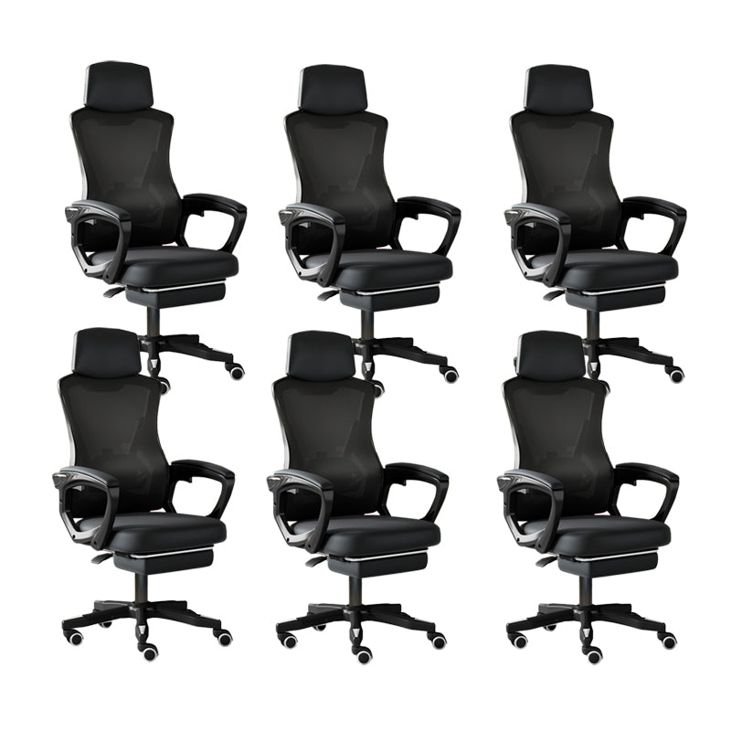 Modern Slide Office Chair Adjustable Seat Height Chair with Breathable Back Black 6 Piece Set Clearhalo 'furn' 'furn_office_chair' 'Furniture' 'Office Chairs' 'Office Furniture' 'office_chair' 7047490