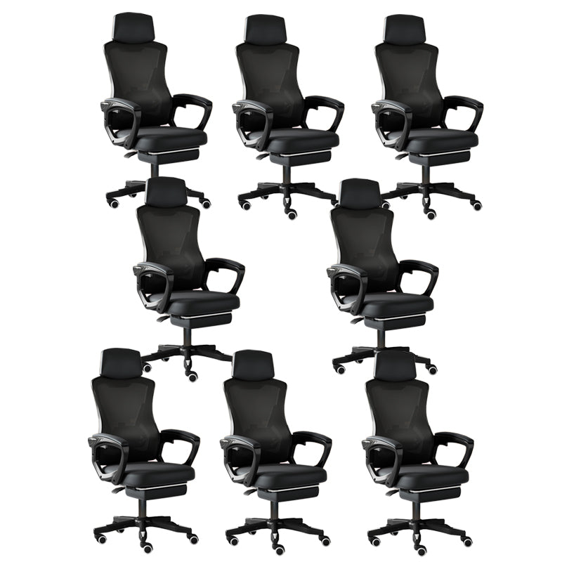 Modern Slide Office Chair Adjustable Seat Height Chair with Breathable Back Black 8 Piece Set Clearhalo 'furn' 'furn_office_chair' 'Furniture' 'Office Chairs' 'Office Furniture' 'office_chair' 7047492