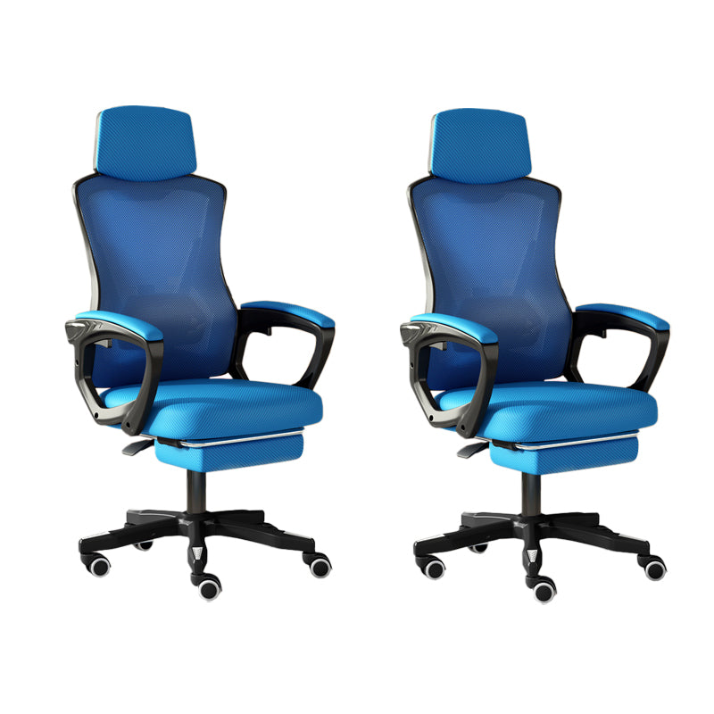 Modern Slide Office Chair Adjustable Seat Height Chair with Breathable Back Blue-Black 2 Piece Set Clearhalo 'furn' 'furn_office_chair' 'Furniture' 'Office Chairs' 'Office Furniture' 'office_chair' 7047499