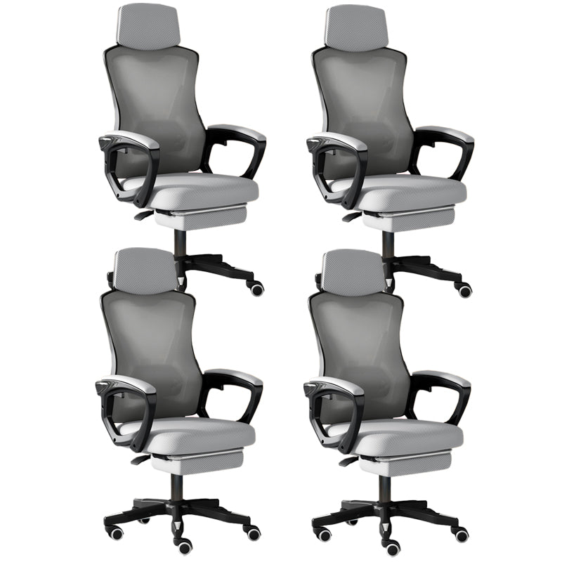 Modern Slide Office Chair Adjustable Seat Height Chair with Breathable Back Black-Gray 4 Piece Set Clearhalo 'furn' 'furn_office_chair' 'Furniture' 'Office Chairs' 'Office Furniture' 'office_chair' 7047506