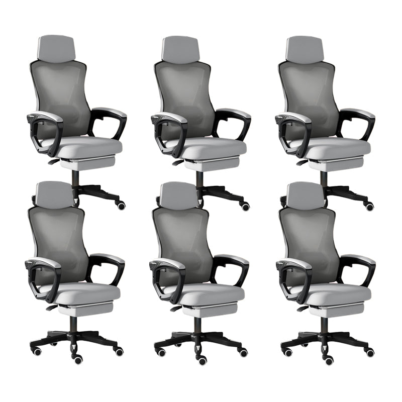 Modern Slide Office Chair Adjustable Seat Height Chair with Breathable Back Black-Gray 6 Piece Set Clearhalo 'furn' 'furn_office_chair' 'Furniture' 'Office Chairs' 'Office Furniture' 'office_chair' 7047507