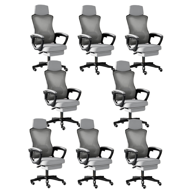 Modern Slide Office Chair Adjustable Seat Height Chair with Breathable Back Black-Gray 8 Piece Set Clearhalo 'furn' 'furn_office_chair' 'Furniture' 'Office Chairs' 'Office Furniture' 'office_chair' 7047508