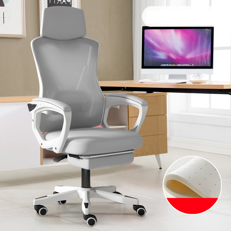 Modern Slide Office Chair Adjustable Seat Height Chair with Breathable Back White-Gray 1 Piece Tilt Unavailable Clearhalo 'furn' 'furn_office_chair' 'Furniture' 'Office Chairs' 'Office Furniture' 'office_chair' 7047510