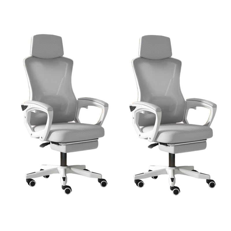 Modern Slide Office Chair Adjustable Seat Height Chair with Breathable Back White-Gray 2 Piece Set Clearhalo 'furn' 'furn_office_chair' 'Furniture' 'Office Chairs' 'Office Furniture' 'office_chair' 7047511